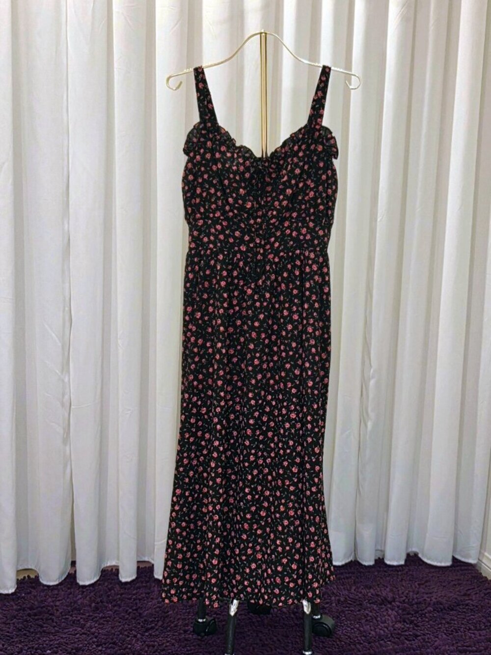 Scarlet Darkness Women Summer Floral Dress Black & Pink 2XL Like New